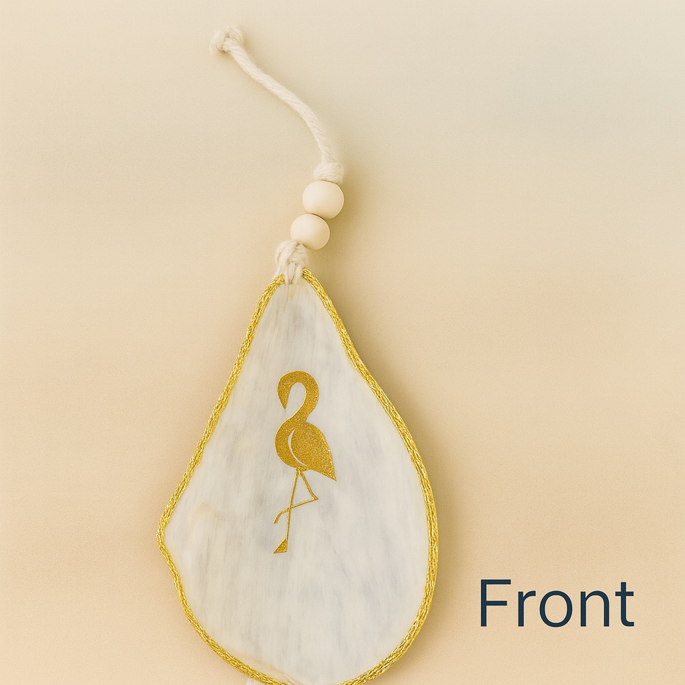 Handmade Gold Flamingo Pen Shell Ornament